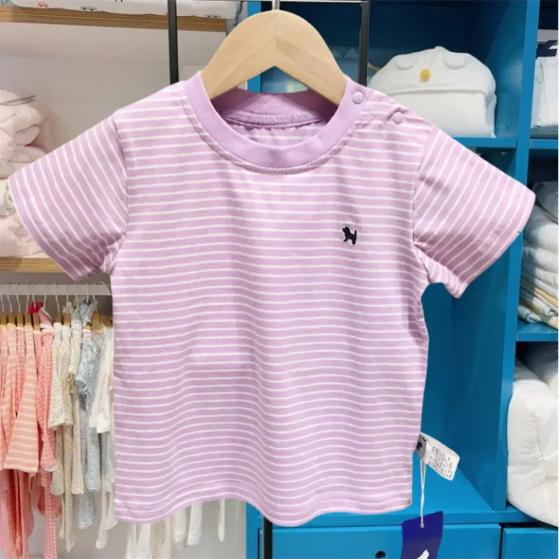 Korean Kids Striped T-Shirt Summer Boys Girls - Image 4