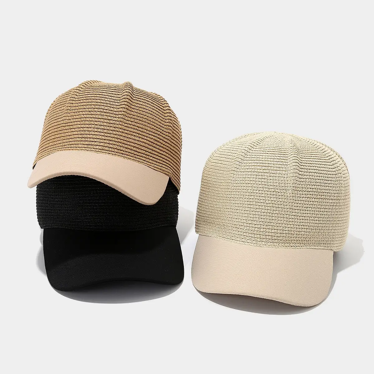 Japanese Style Straw Sun Hat Women Black Beige Brown