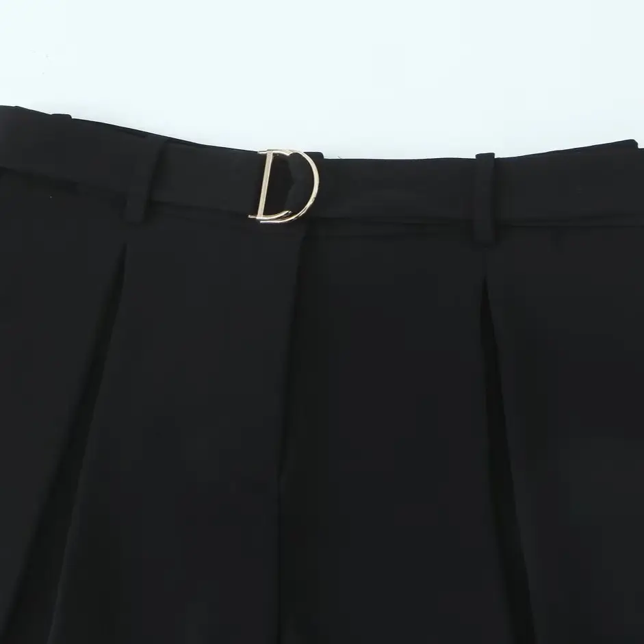 Black Belted A-Line Women's Shorts 9929027 - Image 3