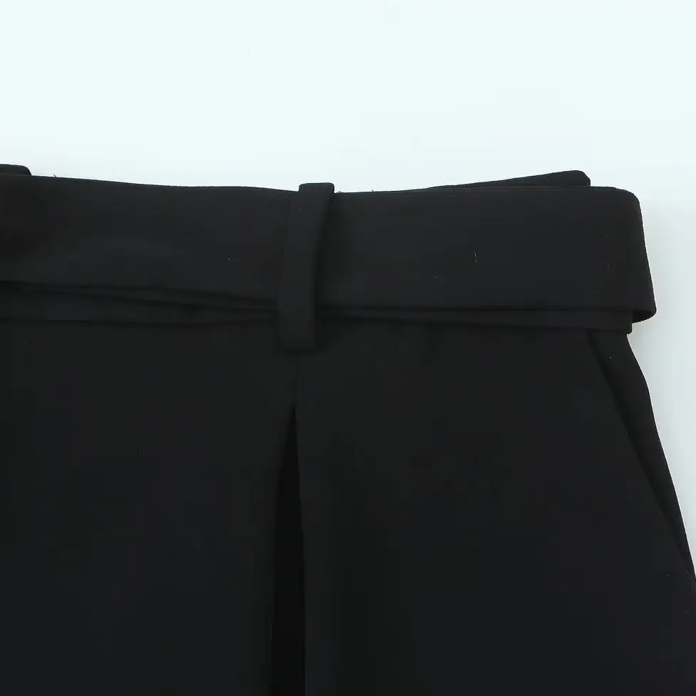 Black Belted A-Line Women's Shorts 9929027 - Image 4