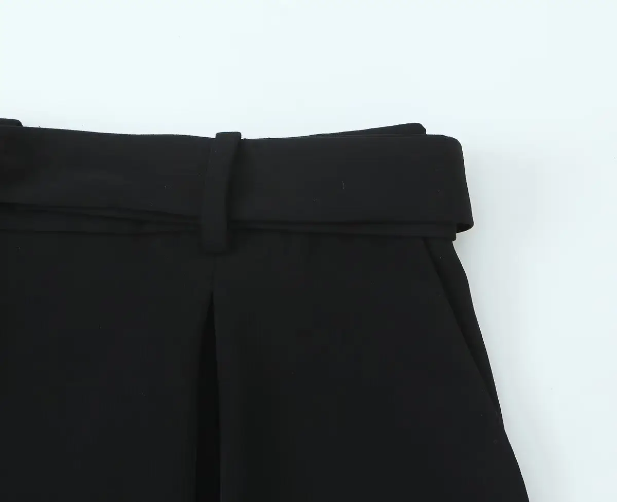 Black Belted A-Line Women's Shorts 9929027 — feature 5