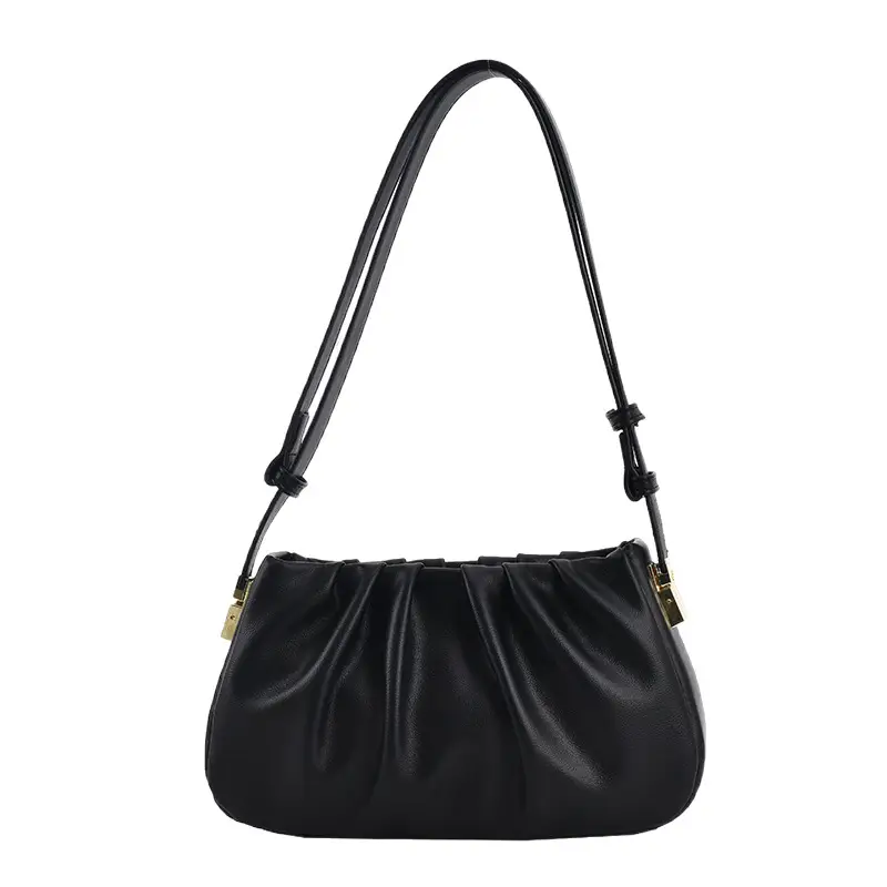 White Korean Style Pleated Shoulder Bag for Women