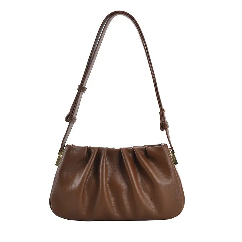 White Korean Style Pleated Shoulder Bag for Women