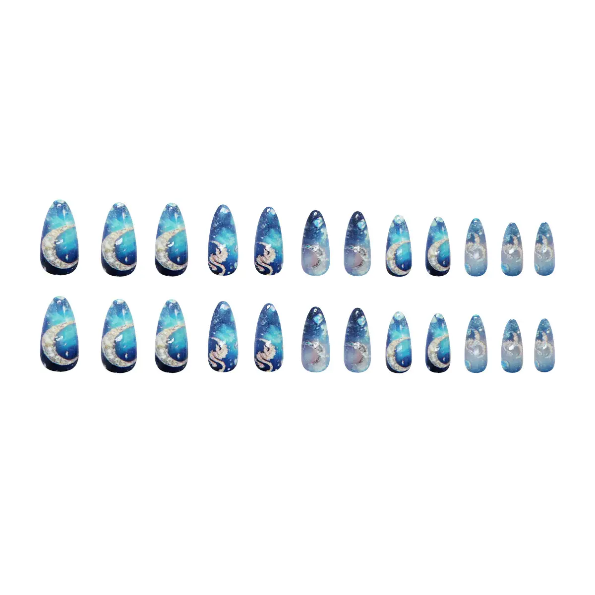 24Pcs Blue Secret Niche Press On Nails