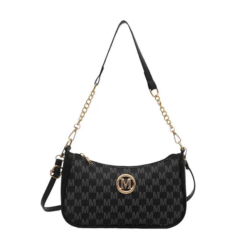 Women's Pink Gingham Crossbody Bag with Chain Strap - Image 9
