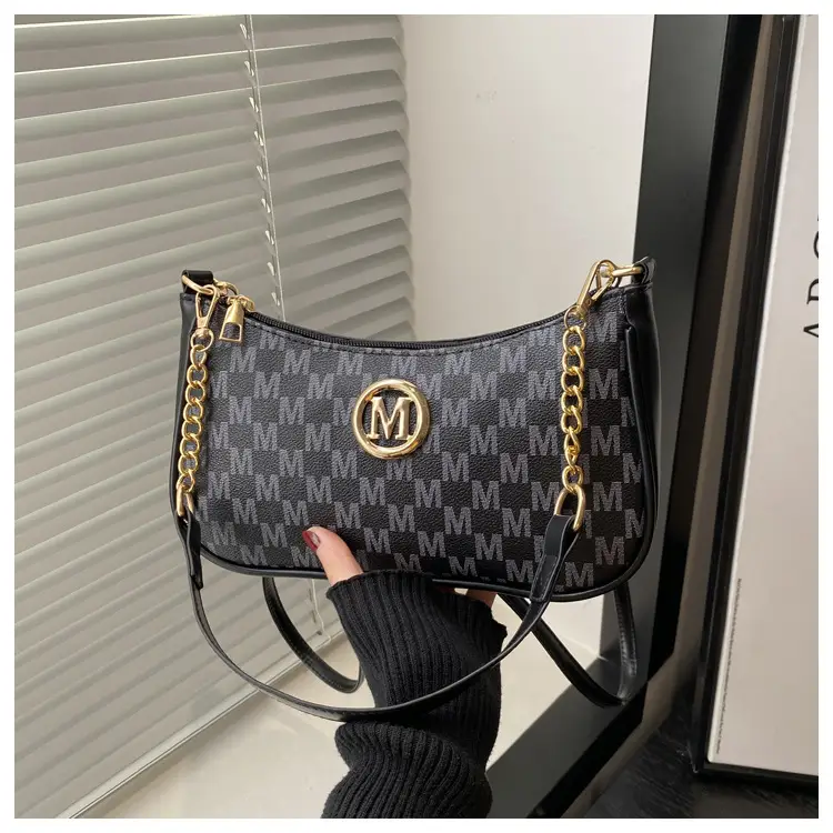 Women's Pink Gingham Crossbody Bag with Chain Strap — feature 10