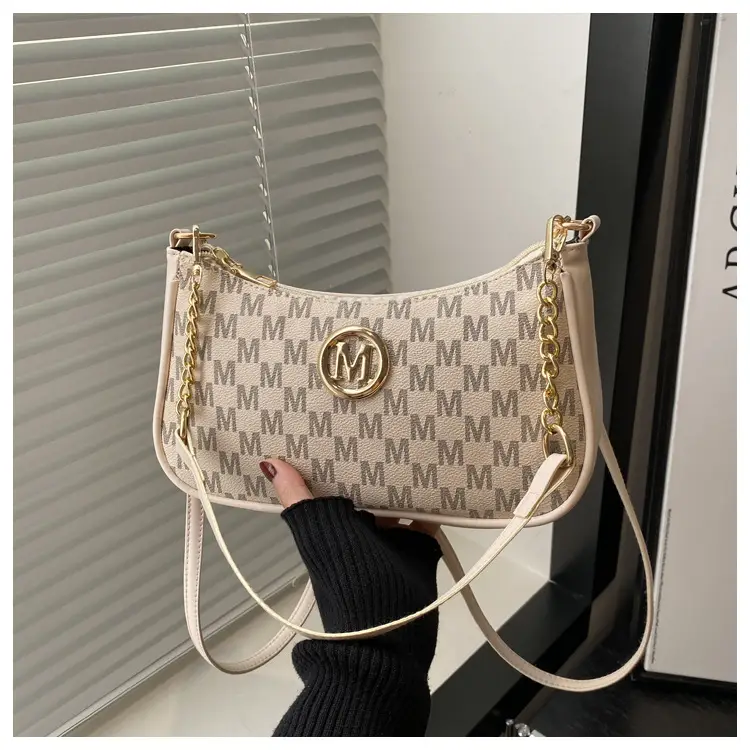 Women's Pink Gingham Crossbody Bag with Chain Strap — feature 11