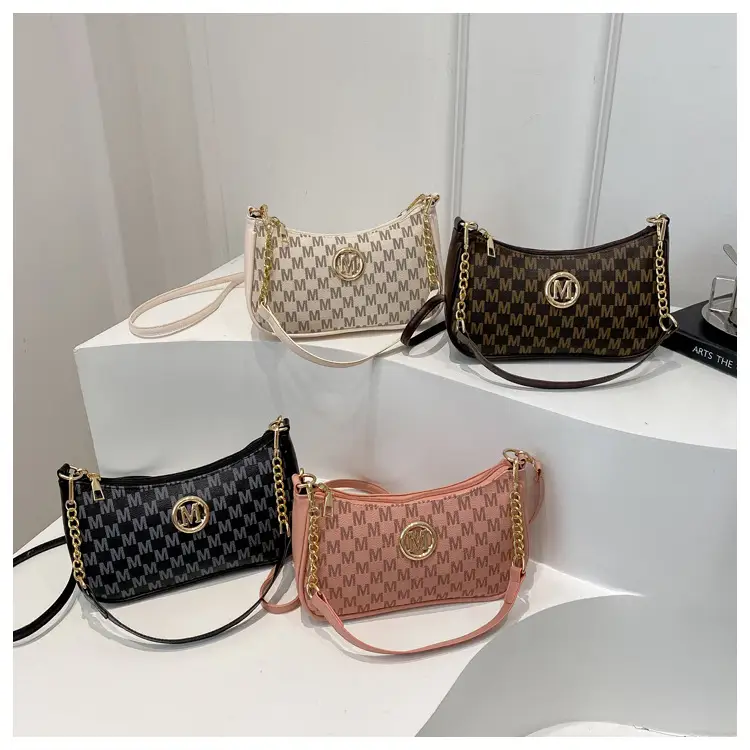 Women's Pink Gingham Crossbody Bag with Chain Strap — feature 14