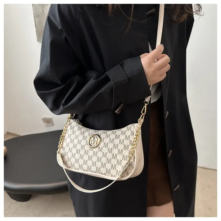 Women's Pink Gingham Crossbody Bag with Chain Strap — feature 17