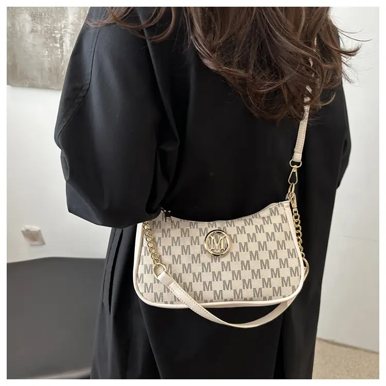 Women's Pink Gingham Crossbody Bag with Chain Strap — feature 19