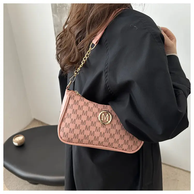Women's Pink Gingham Crossbody Bag with Chain Strap — feature 23