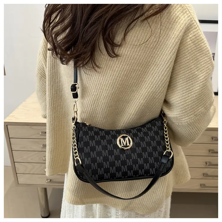 Women's Pink Gingham Crossbody Bag with Chain Strap — feature 30
