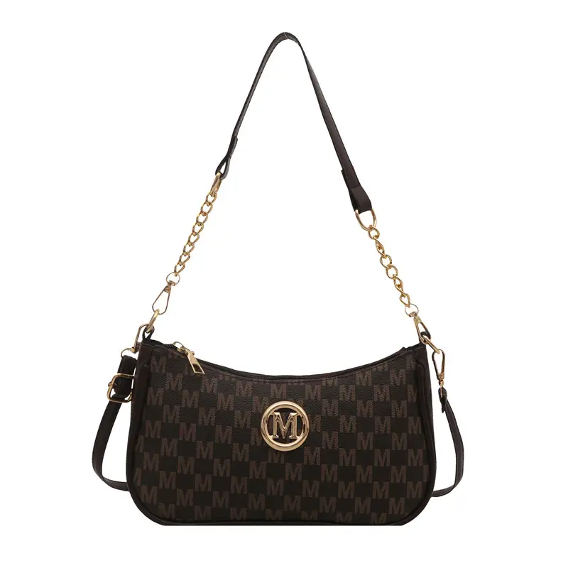 Women's Pink Gingham Crossbody Bag with Chain Strap - Image 4