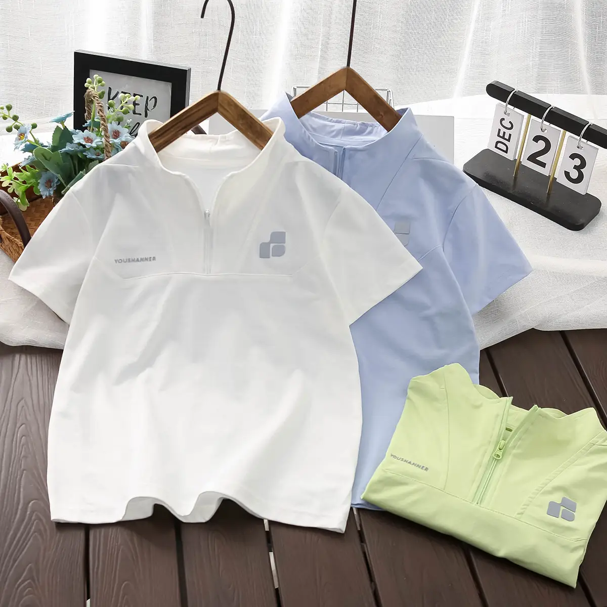 Boys 2025 Summer White Zip Front T-Shirt