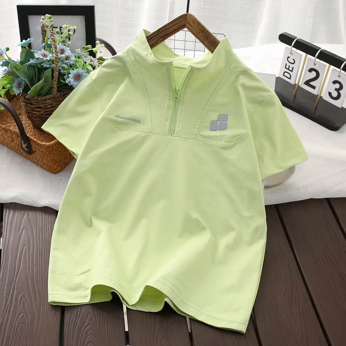 Boys 2025 Summer White Zip Front T-Shirt