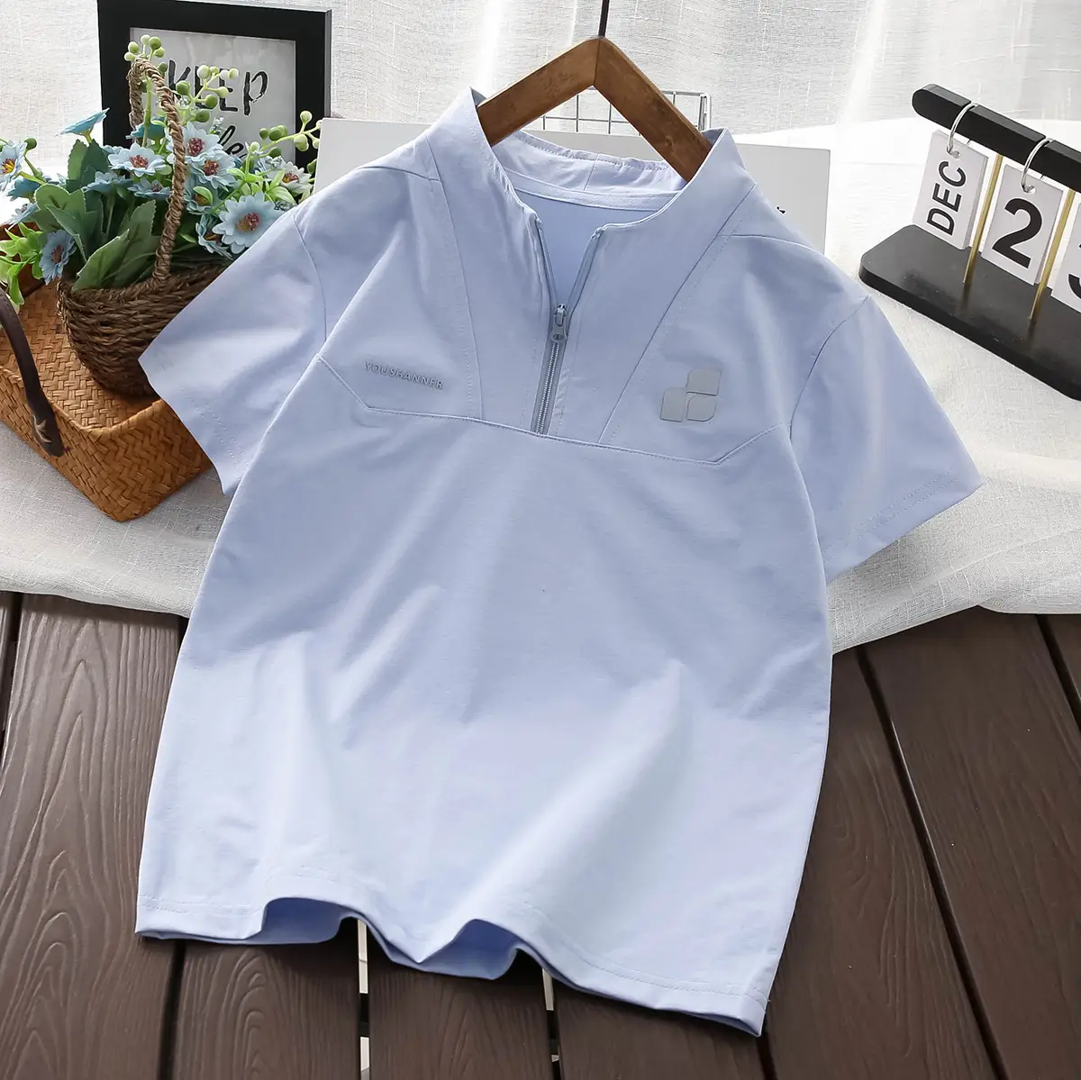 Boys 2025 Summer White Zip Front T-Shirt — feature 5
