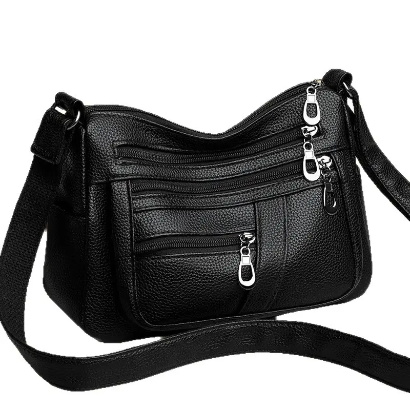 New Women's Soft Leather Crossbody Bag Large Capacity Multi Pocket