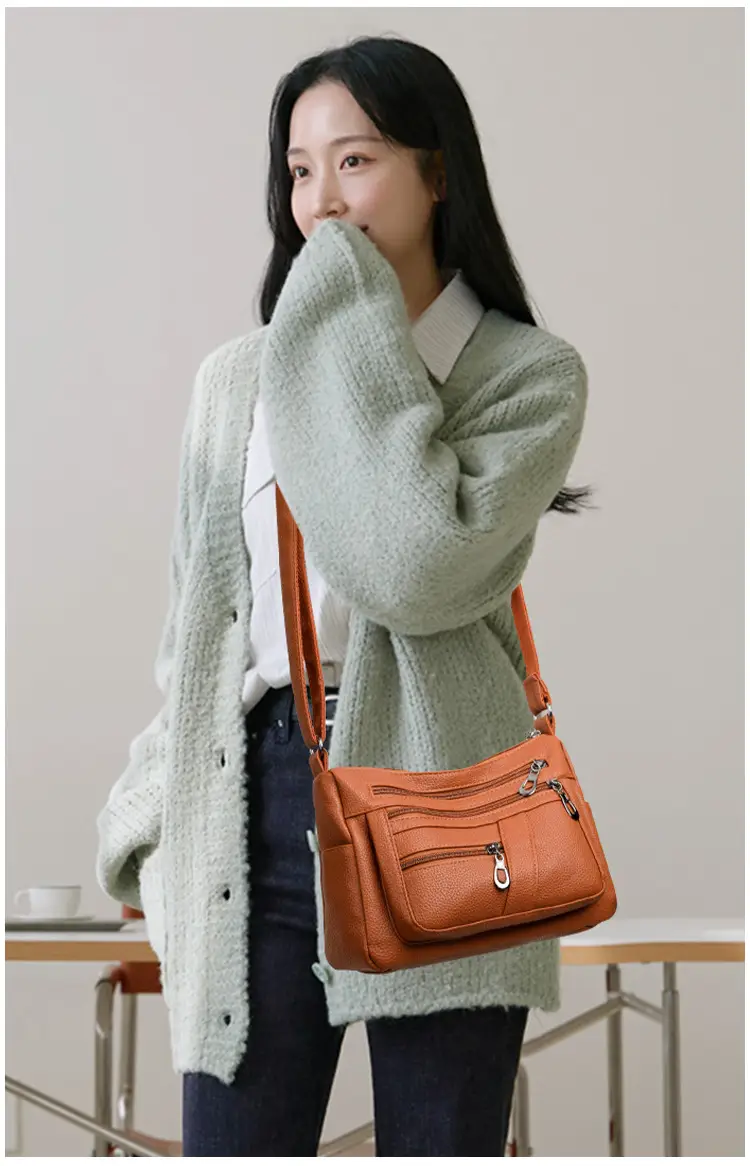 New Women's Soft Leather Crossbody Bag Large Capacity Multi Pocket — feature 1