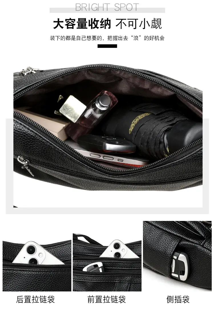 New Women's Soft Leather Crossbody Bag Large Capacity Multi Pocket — feature 10