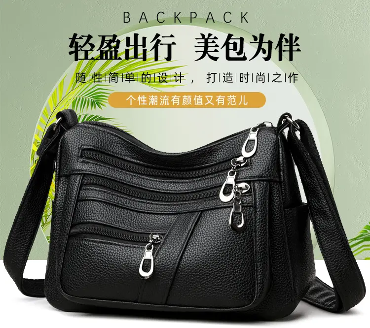 New Women's Soft Leather Crossbody Bag Large Capacity Multi Pocket — feature 12