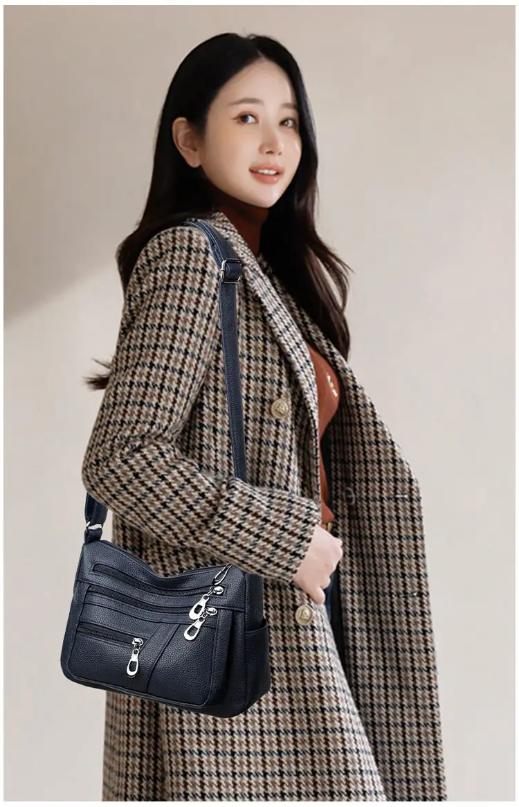 New Women's Soft Leather Crossbody Bag Large Capacity Multi Pocket — feature 13