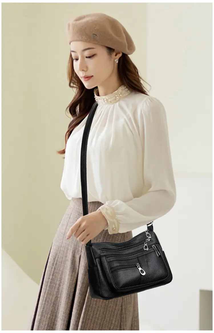 New Women's Soft Leather Crossbody Bag Large Capacity Multi Pocket — feature 15