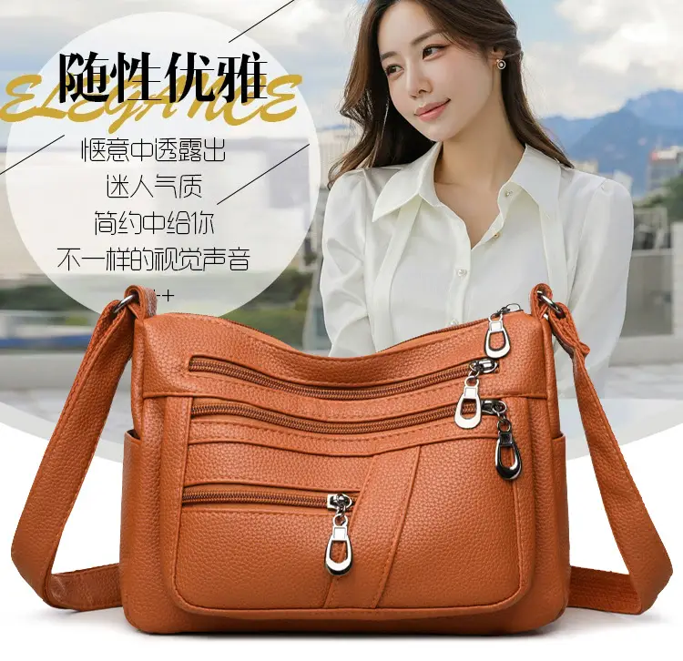 New Women's Soft Leather Crossbody Bag Large Capacity Multi Pocket — feature 16