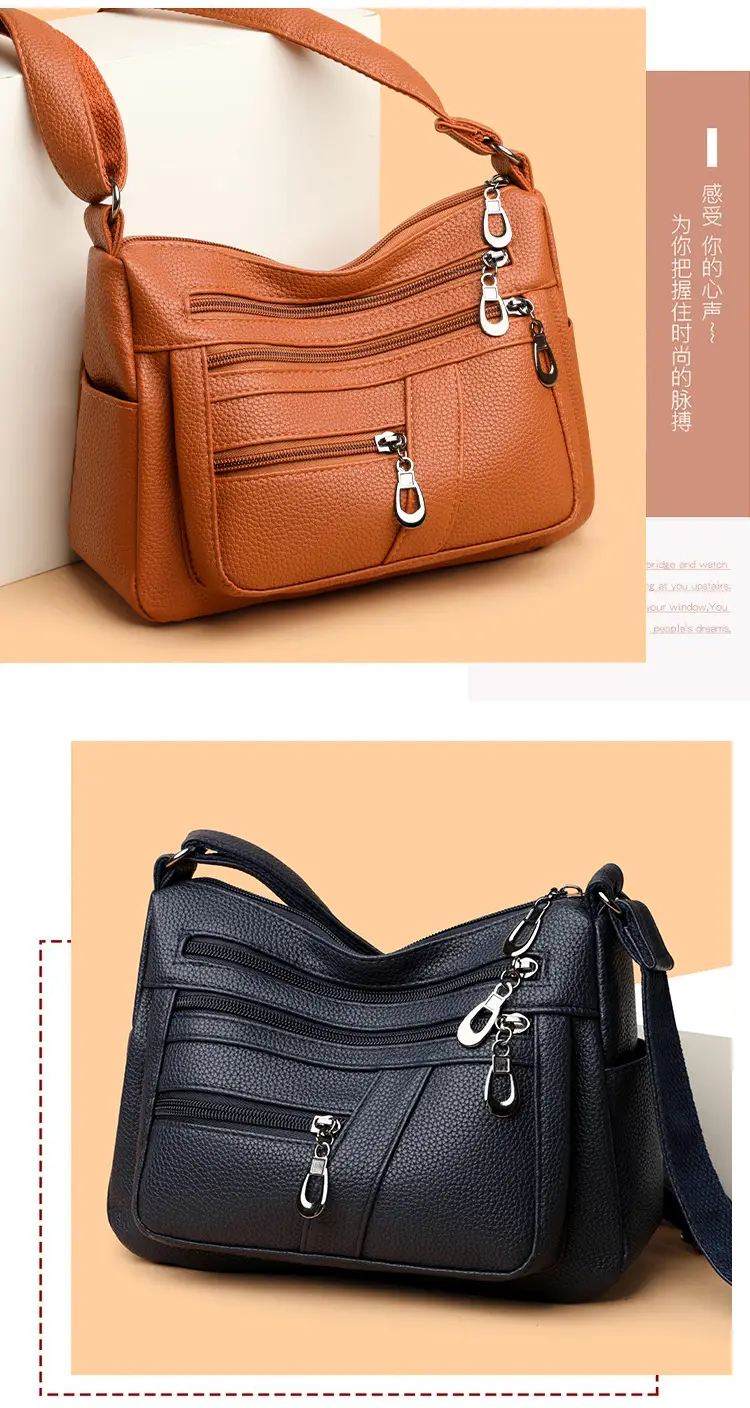 New Women's Soft Leather Crossbody Bag Large Capacity Multi Pocket — feature 19