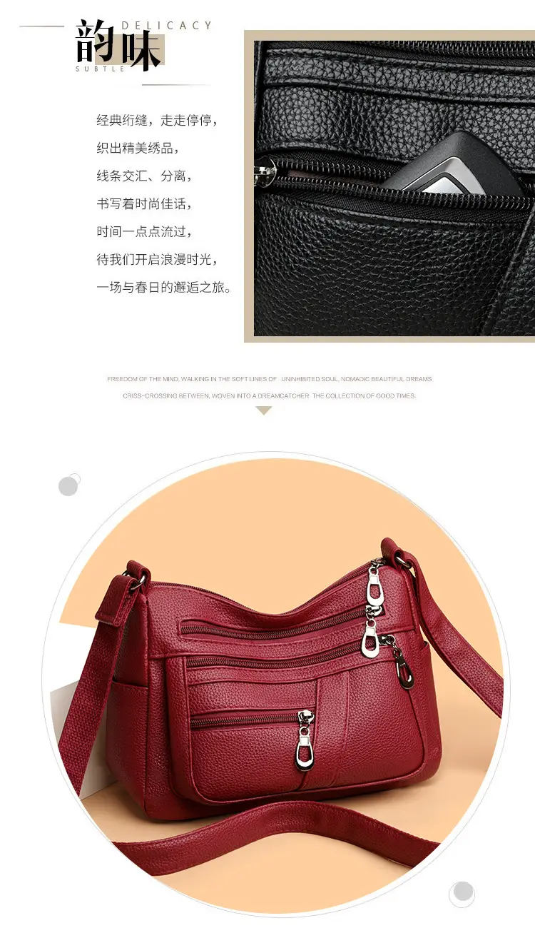 New Women's Soft Leather Crossbody Bag Large Capacity Multi Pocket — feature 20