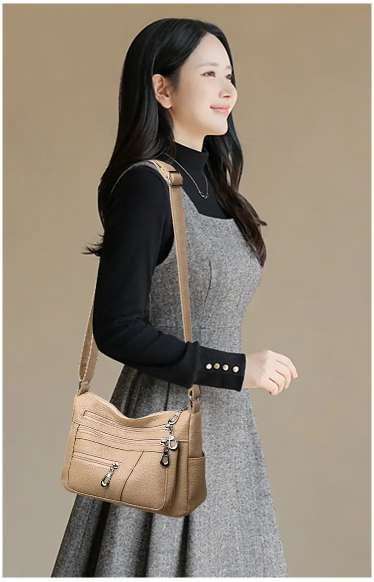 New Women's Soft Leather Crossbody Bag Large Capacity Multi Pocket — feature 21