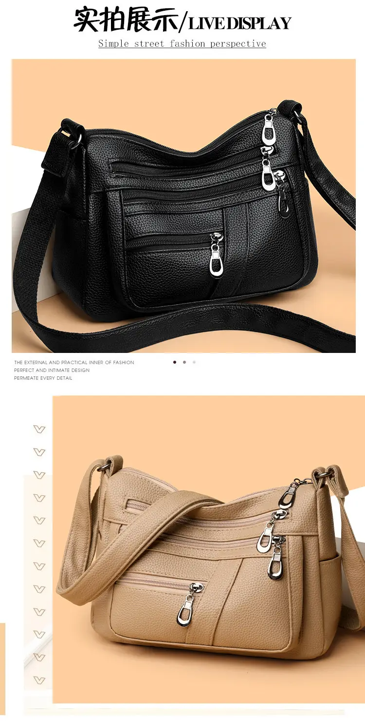 New Women's Soft Leather Crossbody Bag Large Capacity Multi Pocket — feature 23