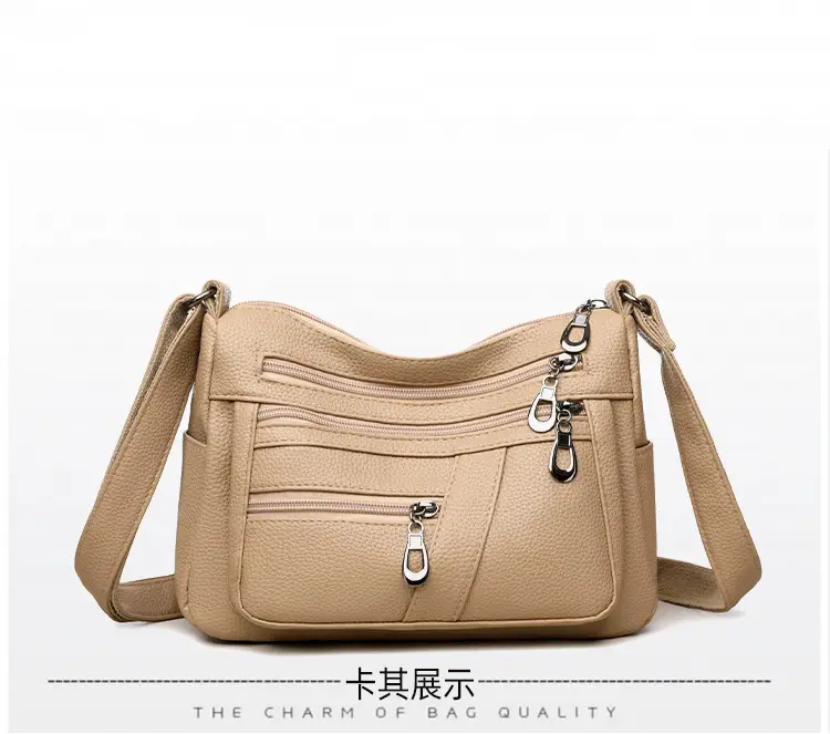 New Women's Soft Leather Crossbody Bag Large Capacity Multi Pocket — feature 5