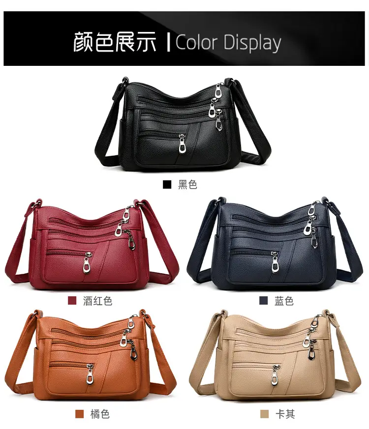 New Women's Soft Leather Crossbody Bag Large Capacity Multi Pocket — feature 9