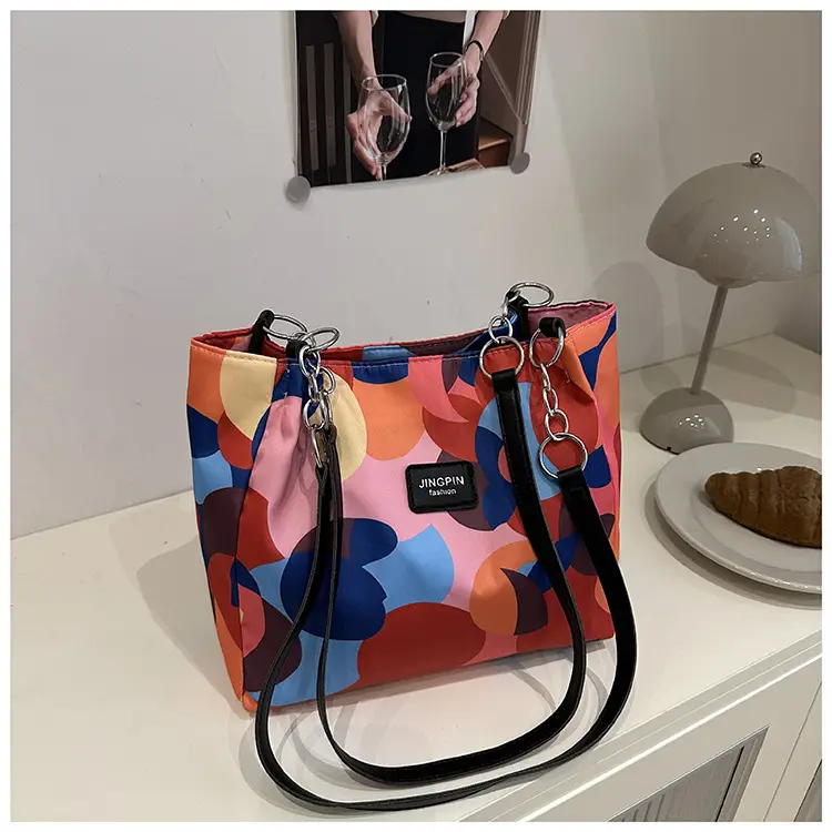 2025 Printed Color Contrast Women's Tote Bag Large Capacity — feature 12