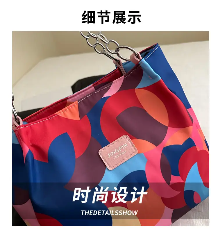 2025 Printed Color Contrast Women's Tote Bag Large Capacity — feature 3