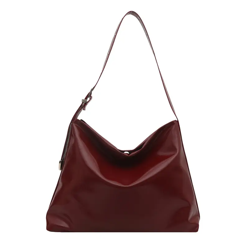Maroon Leather Crossbody Bag for Women Large Capacity - Image 2
