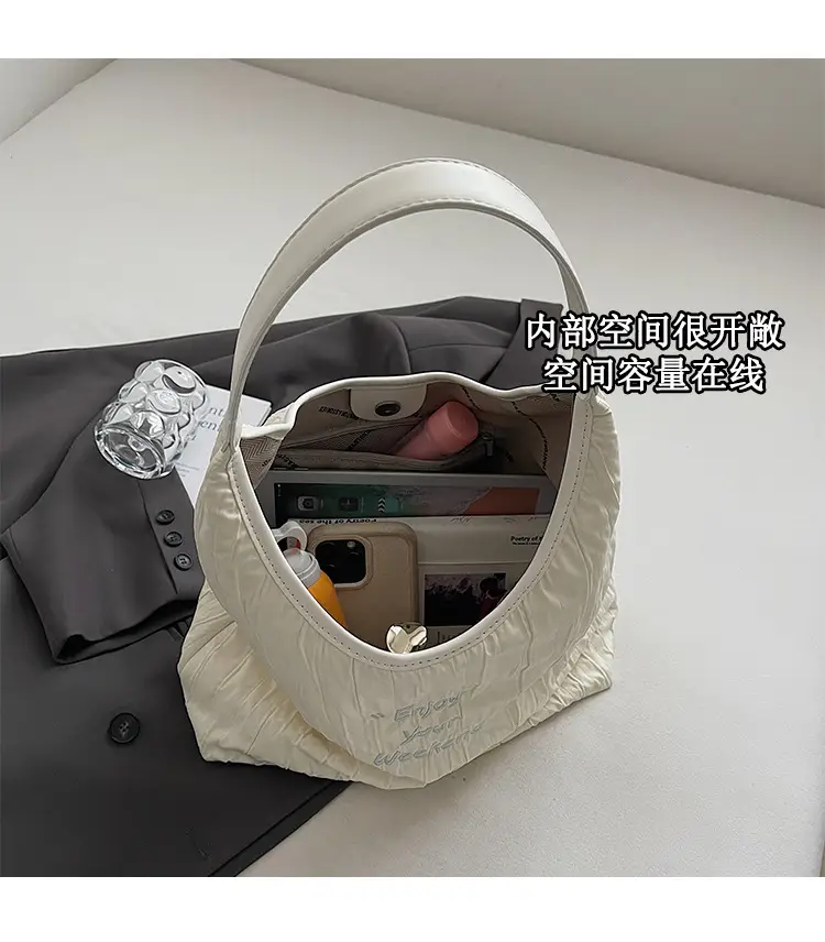 Women's Large Capacity Shoulder Bag with "Happy Your Weekend" Print — feature 1