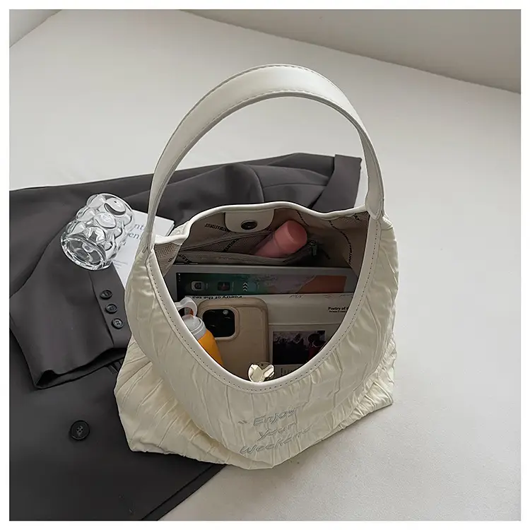 Women's Large Capacity Shoulder Bag with "Happy Your Weekend" Print — feature 14