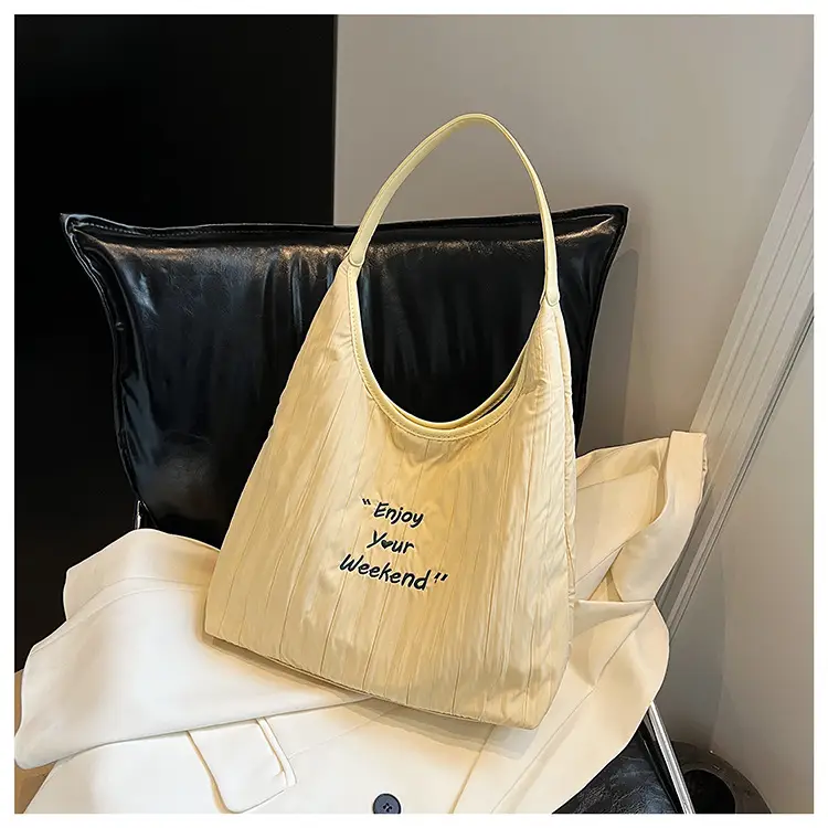 Women's Large Capacity Shoulder Bag with "Happy Your Weekend" Print — feature 17