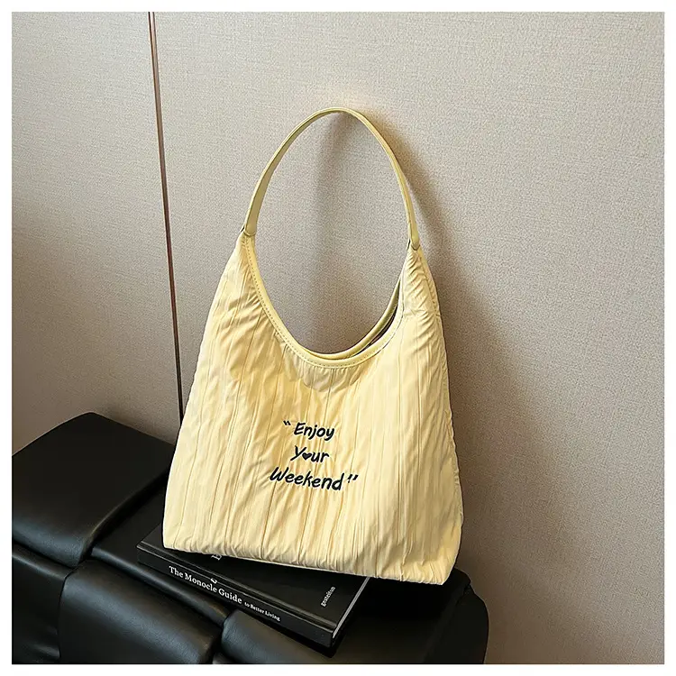 Women's Large Capacity Shoulder Bag with "Happy Your Weekend" Print — feature 19