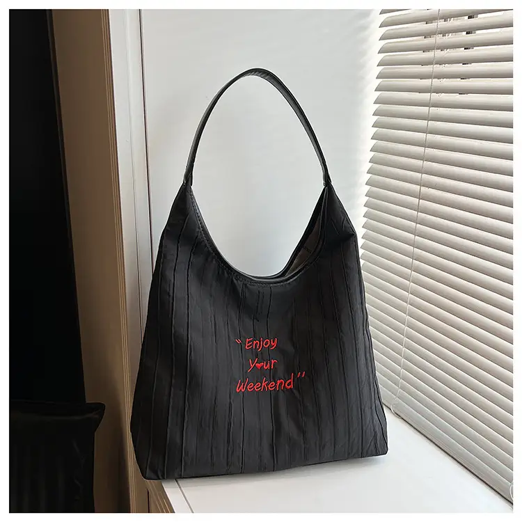Women's Large Capacity Shoulder Bag with "Happy Your Weekend" Print — feature 23