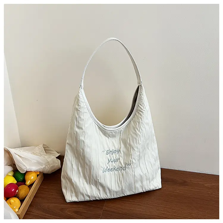 Women's Large Capacity Shoulder Bag with "Happy Your Weekend" Print — feature 24