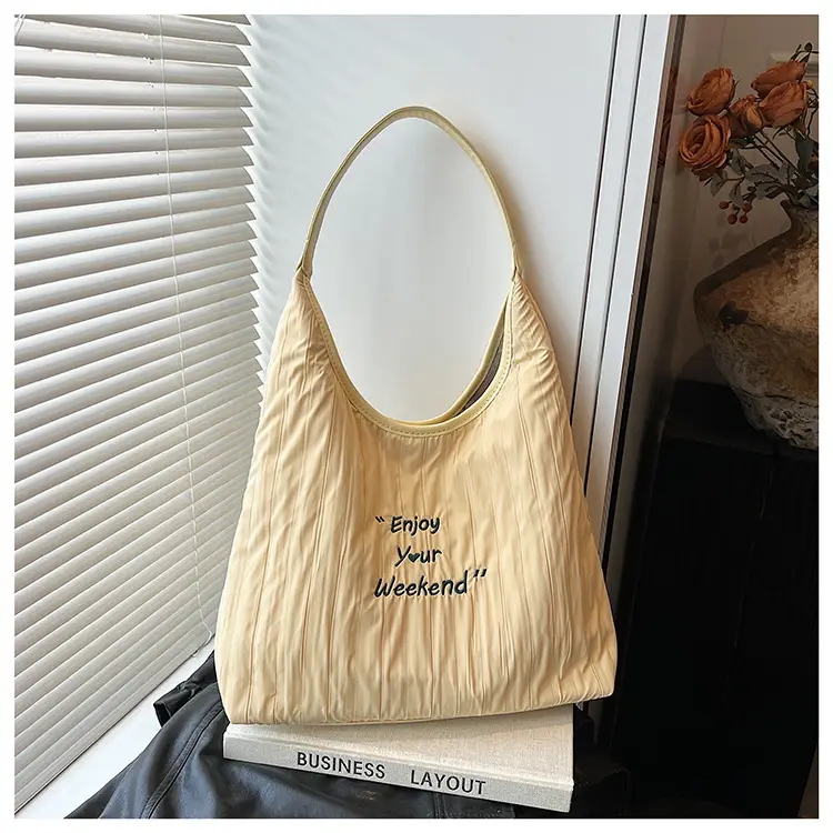 Women's Large Capacity Shoulder Bag with "Happy Your Weekend" Print — feature 25