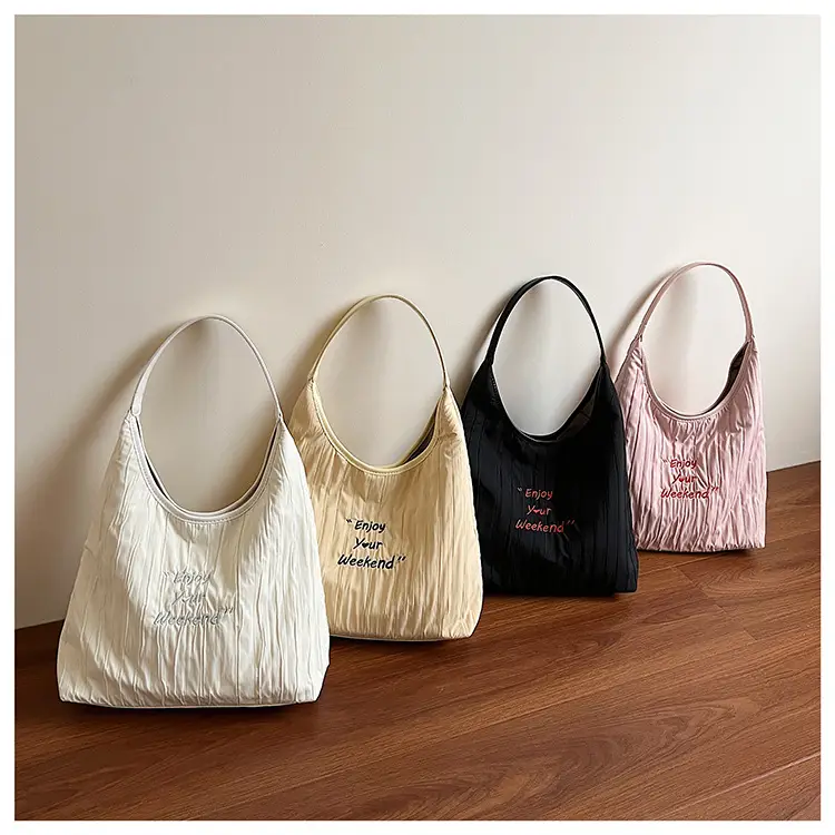 Women's Large Capacity Shoulder Bag with "Happy Your Weekend" Print — feature 27