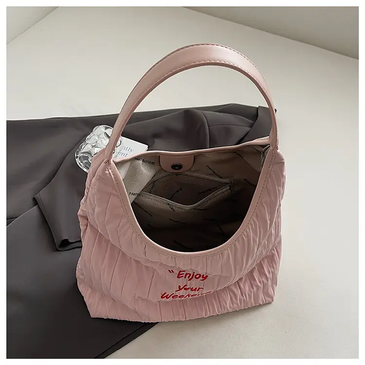Women's Large Capacity Shoulder Bag with "Happy Your Weekend" Print — feature 32