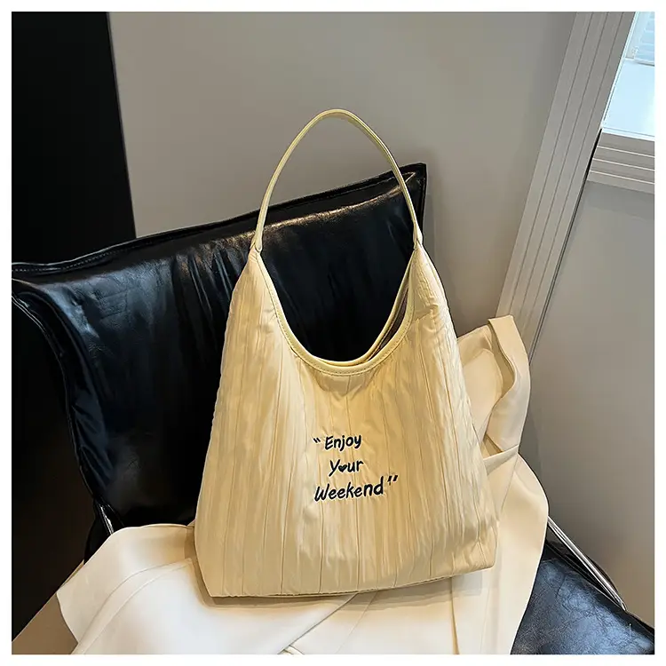 Women's Large Capacity Shoulder Bag with "Happy Your Weekend" Print — feature 33
