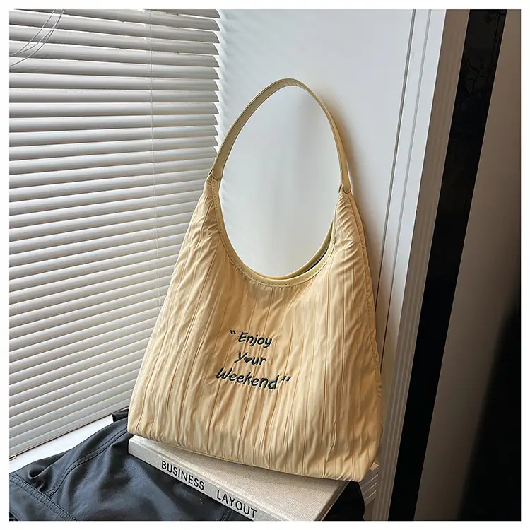 Women's Large Capacity Shoulder Bag with "Happy Your Weekend" Print — feature 35