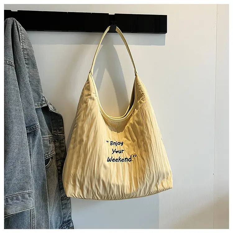 Women's Large Capacity Shoulder Bag with "Happy Your Weekend" Print — feature 36