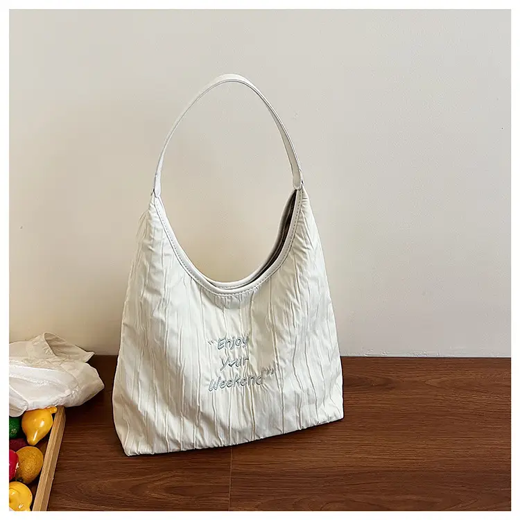 Women's Large Capacity Shoulder Bag with "Happy Your Weekend" Print — feature 39