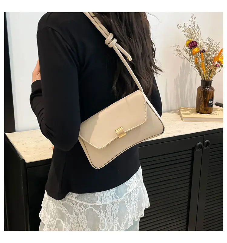 Women's Cream White Crossbody Bag with Gold Clasp — feature 17
